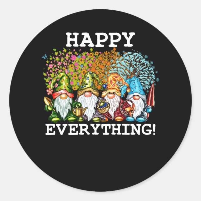 Happy Everything Gnomies Gnomes Holidays Christmas Classic Round Sticker (Front)