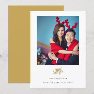 Happy Everything Holiday Photo Gold Foliage Invitation