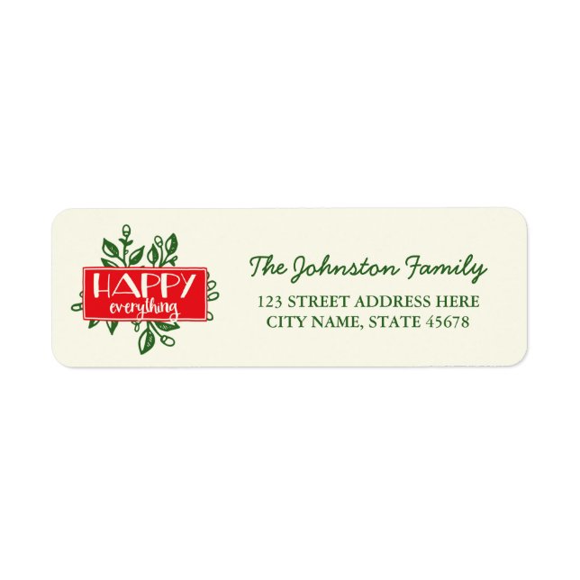 Happy Everything Holiday Return Address Labels (Front)