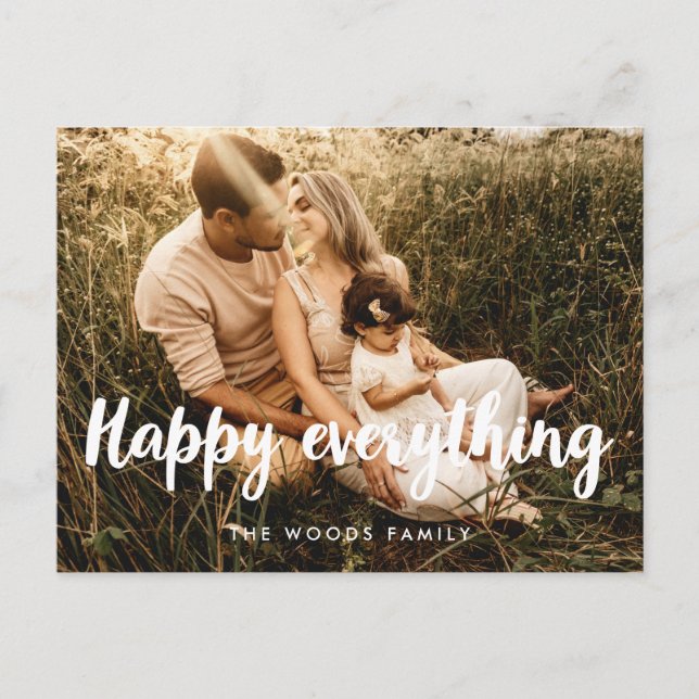 Happy everything Modern Holiday photo Postcard (Front)
