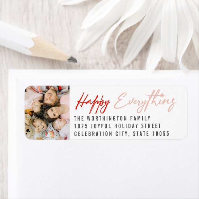 Happy Everything Script Photo Return Address (Insitu)