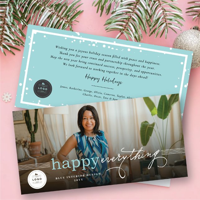 Happy Everything Simple Typography Photo Business Holiday Card (Creator Uploaded)