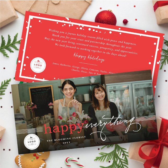 Happy Everything Simple Typography Photo Business Holiday Card (Creator Uploaded)