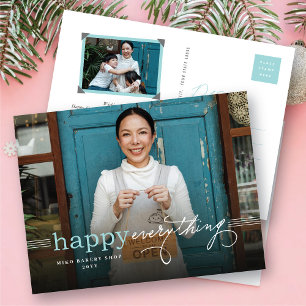 Happy Everything Simple Typography Photo Business Holiday Postcard