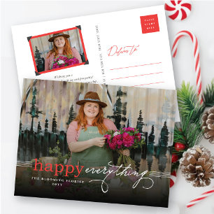 Happy Everything Simple Typography Photo Business Holiday Postcard
