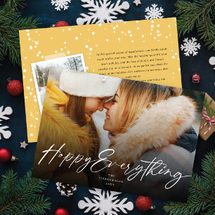 Happy Everything Stylish White Script Photo Modern Holiday Card