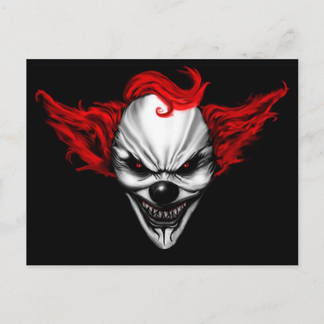 Happy Evil Clown Red Hair Postcard (Front)