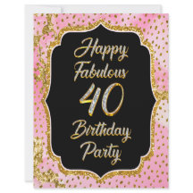 Happy Fabulous 40th Birthday Invitation Party