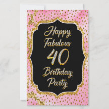 Happy Fabulous 40th Birthday Invitation Party