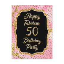 Happy Fabulous 50th Birthday Invitation Party