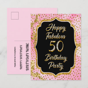 Happy Fabulous 50th Birthday Invitation Party Postcard