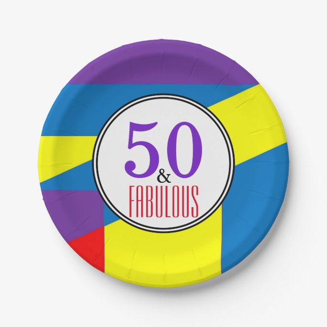 Happy Fabulous Birthday Party | Stripes Pattern Paper Plate (Front)