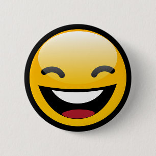 HAPPY FACE 6 CM ROUND BADGE