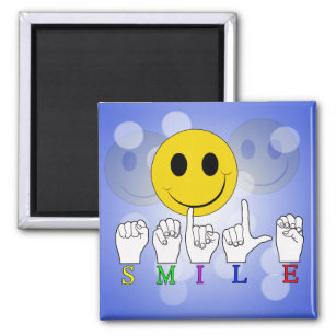 HAPPY FACE ASL SIGN LANGUAGE MAGNET