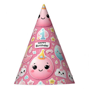 Happy face birthday party hat