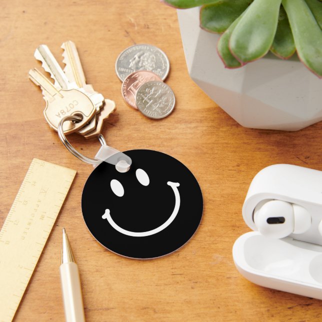 Happy Face Button Key Ring (Desk)