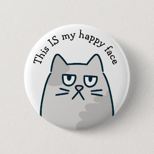 Happy Face Cat 6 Cm Round Badge