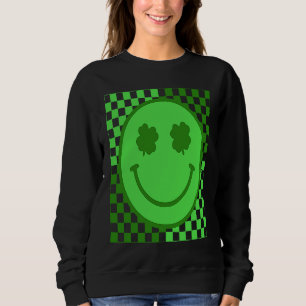 Happy Face Checked Shamrock Green C Boy Girl Sweatshirt
