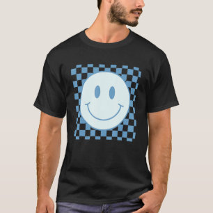 Happy Face Chequered Pattern Smile Face Meme T-Shirt