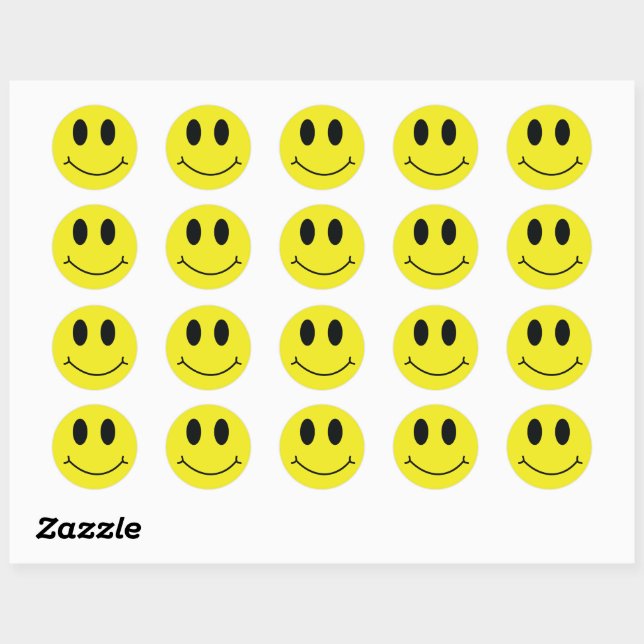 Happy Face Classic Round Sticker (Sheet)