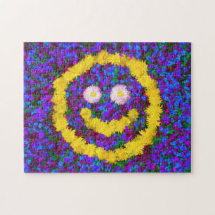 Happy Face Colourful Dandelion Flowers Jigsaw Puzzle