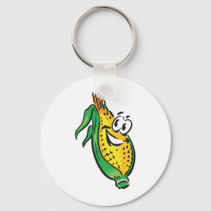 happy face corn on the cob key ring