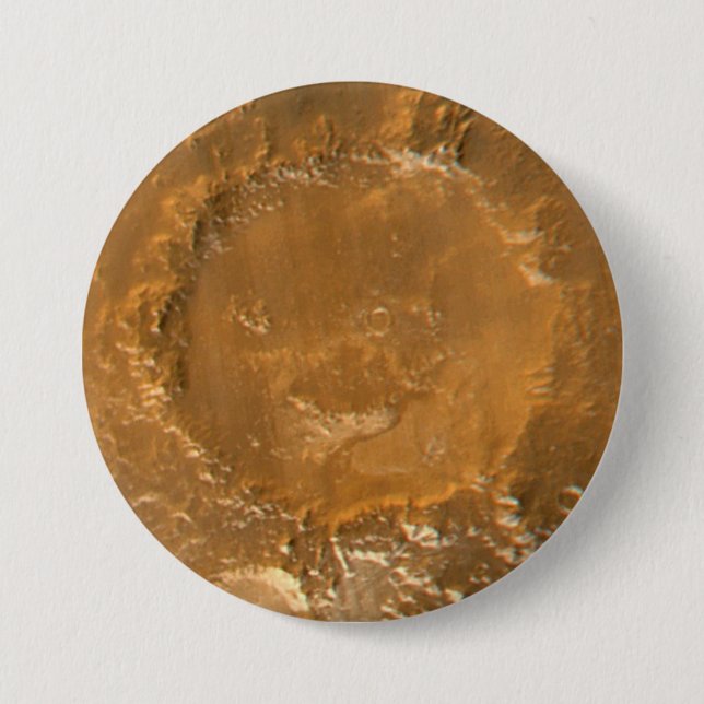 Happy Face Crater"--officially "Galle Crater" 7.5 Cm Round Badge (Front)