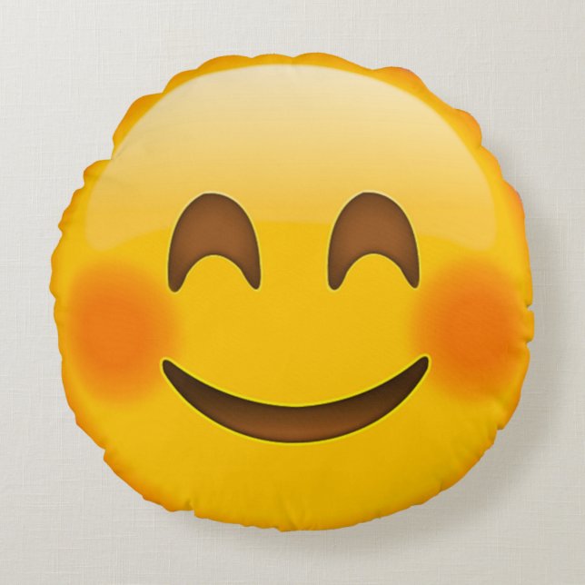 Happy Face Emoji Round Cushion (Front)