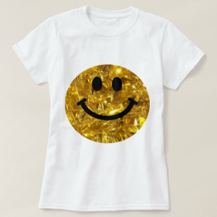 Happy Face Faux Sparkly Gold Bling - Matte sparkle T-Shirt