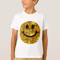 Happy Face Faux Sparkly Gold Bling - Matte sparkle