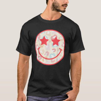 Happy Face Floral Preppy Aesthetic Smiling Face T-Shirt