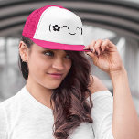 Happy Face Flower Emoticon Trucker Hat<br><div class="desc">A picture is worth a thousand words,  so why not use characters to express your sunshiny attitude? Happiness... Joy... Contentment... this little gal really says it all... </div>