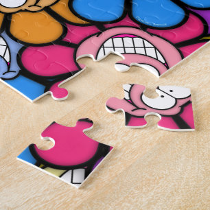 Happy Face Flowers Screwball Graphics Jigsaw Puzzle