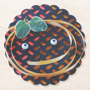 Happy face for summer fall orange colors seasons  paper coaster