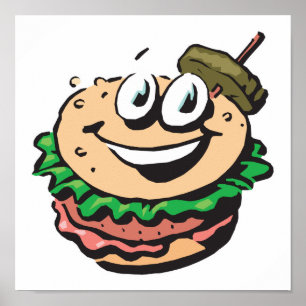 happy face hamburger poster