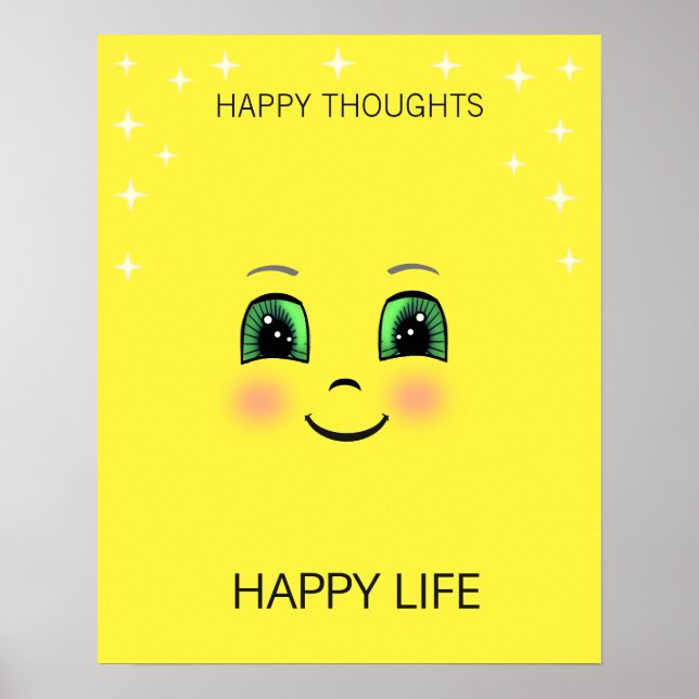 Happy face & happy thoughts bring happy life poste poster (Front)