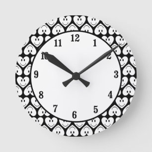 Happy Face Heart Round Clock
