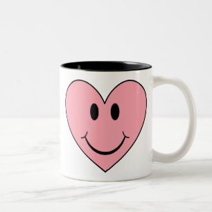 Happy Face Heart Two-Tone Coffee Mug