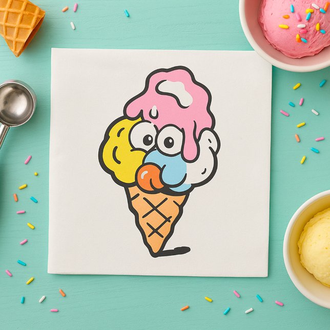Happy Face Ice Cream Napkin (Creator Uploaded)