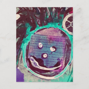 Happy Face Mixed Media Collage Postcard