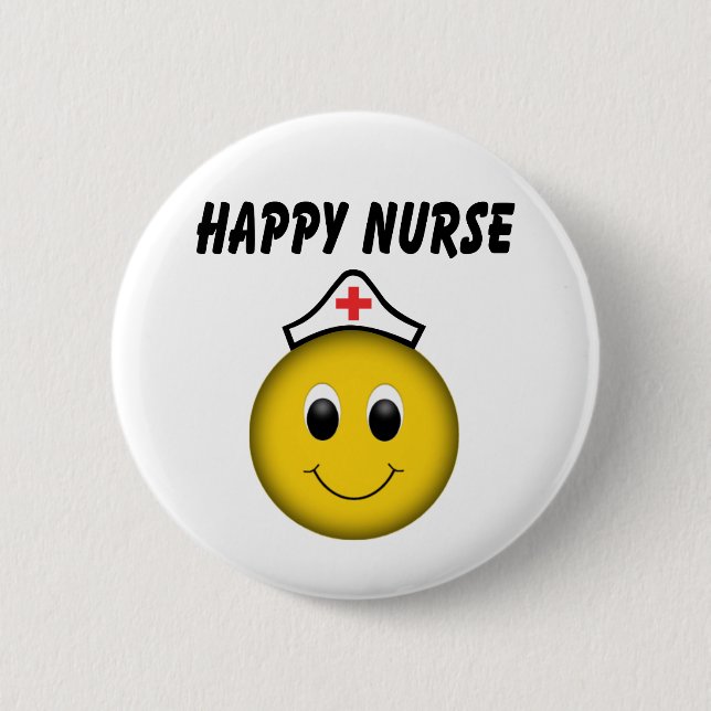 Happy Face Nurse 6 Cm Round Badge (Front)