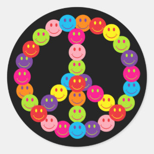 Happy Face Peace Classic Round Sticker