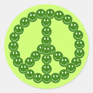 Happy Face Peace Classic Round Sticker