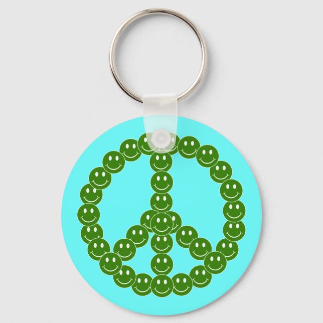 Happy Face Peace Key Ring (Front)