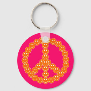 Happy Face Peace Key Ring
