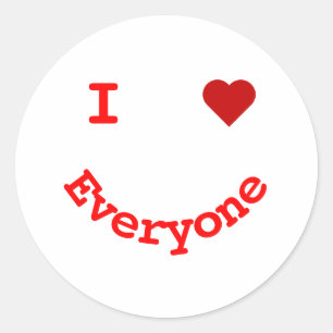 Happy Face Personalised I Heart Everyone Classic Round Sticker