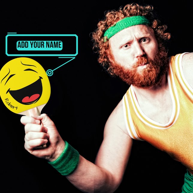 Happy Face Ping Pong Paddle (Male) (Add a dose of pure joy to your game with this set of paddles that can be personalized.)