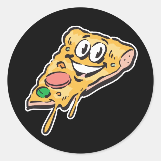 happy face pizza slice classic round sticker (Front)