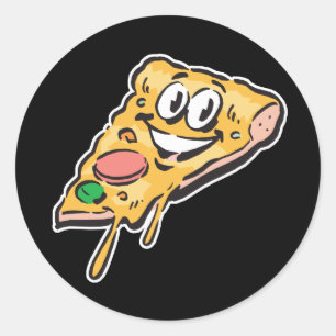 happy face pizza slice classic round sticker