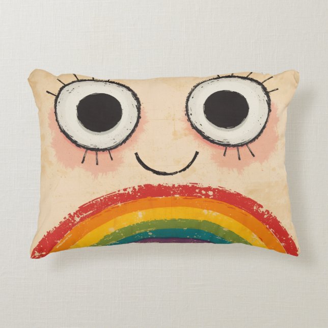 HAPPY FACE RAINBOW DECORATIVE CUSHION (Front)